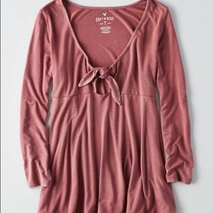 AEO SOFT AND SEXY TIE FRONT T SHIRT